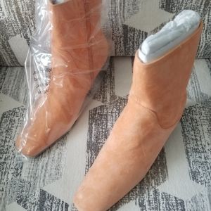 Suede Boots Peach. 2.5" heels